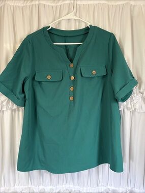 Teal Short-Sleeve Women's Top